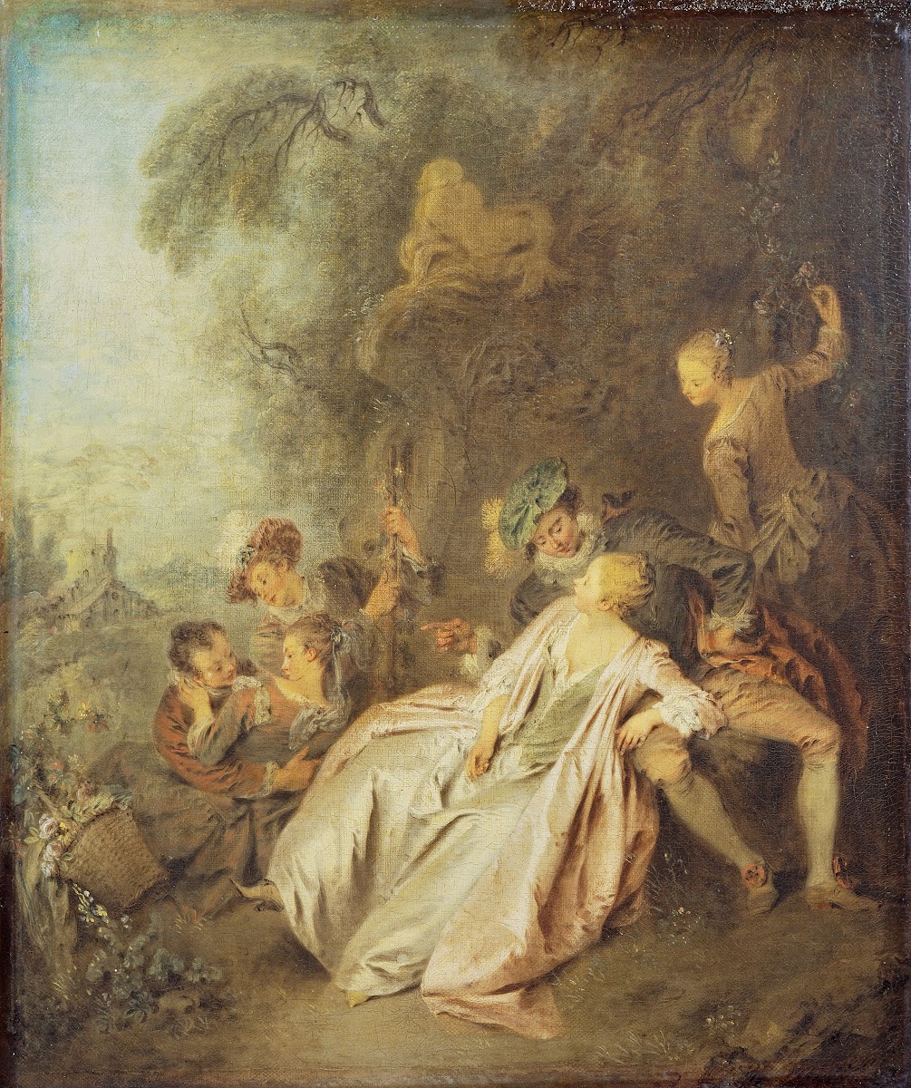 Fête galante with Six Figures near a Fountain c 1728