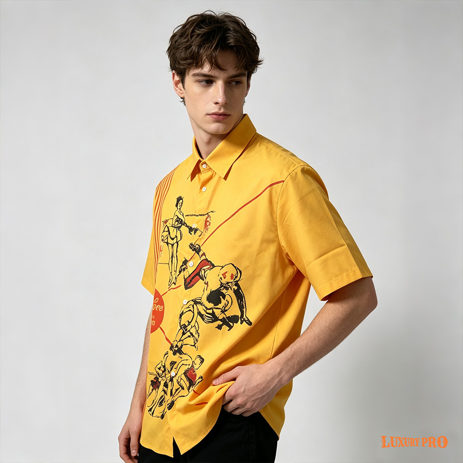 AOP EO Tall Fit Shirt Double Collar No Pocket – Linglong Linen Fabric