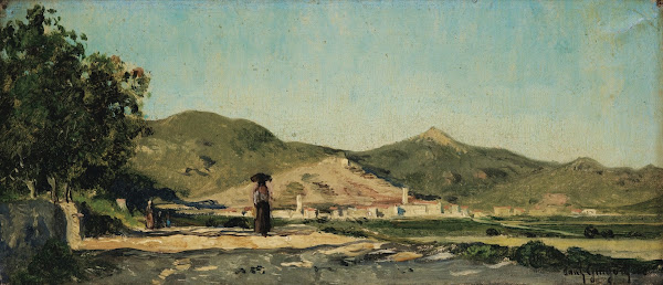 Paysanne sur un chemin en Provence 1868