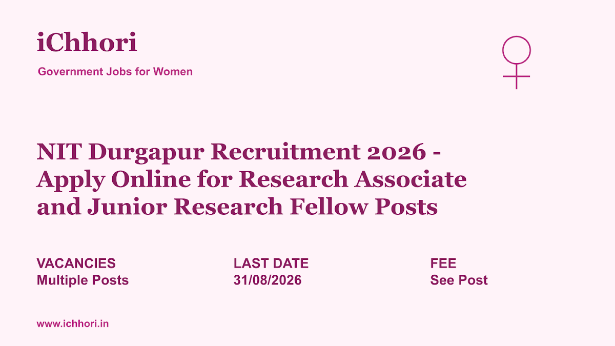 NIT Durgapur Recruitment 2026 - Apply Online for Research Associate and Junior Research Fellow Posts - iChhori