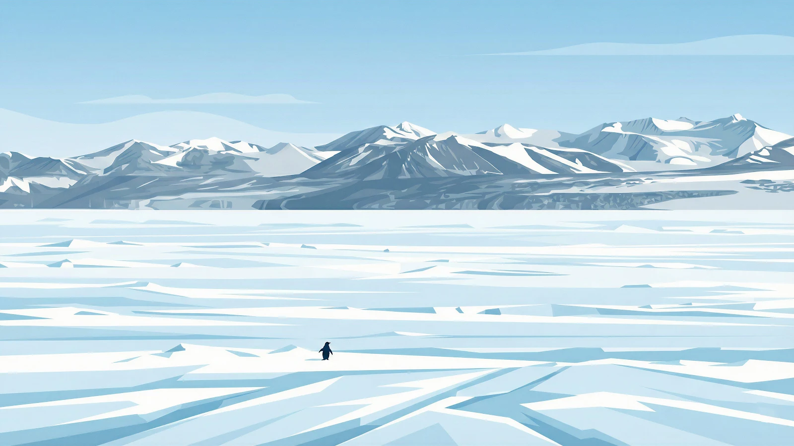 Penguin Walks On Antarctic Ice 5K Desktop Wallpaper