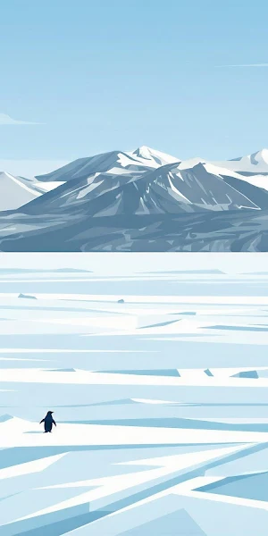 Penguin Walks On Antarctic Ice 5K Wallpaper Background
