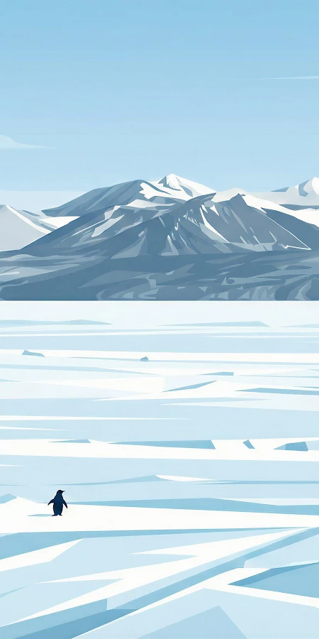 Penguin Walks On Antarctic Ice 5K Phone Wallpaper