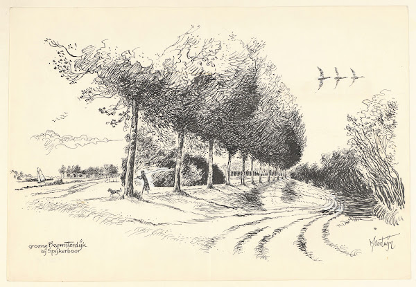 groene Beemsterdijk bij SpijkerboorPen in zwart 1950 1970