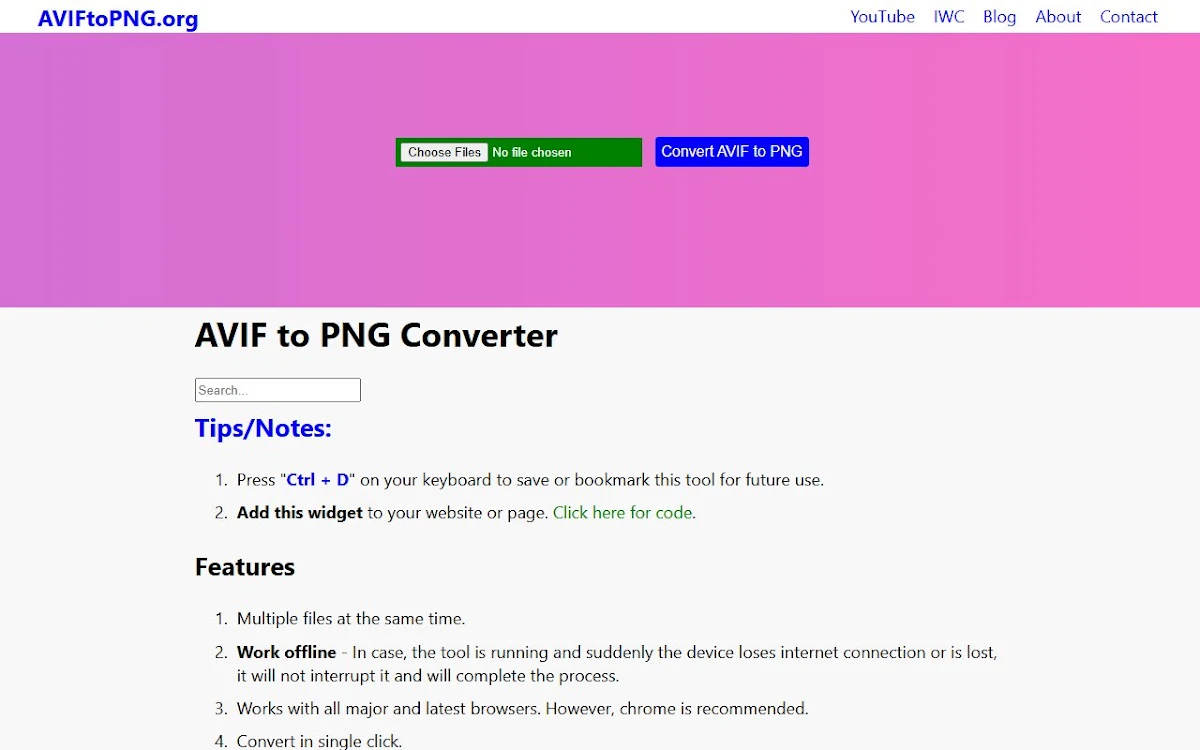 Captura de AVIF to PNG Converter