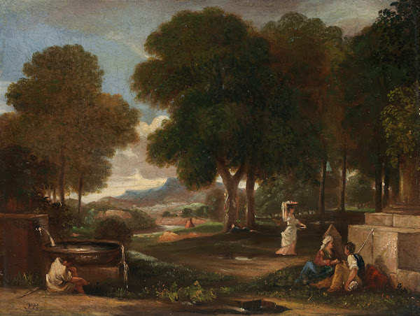 Landscape with a Man Washing his Feet at a Fountain c 1767