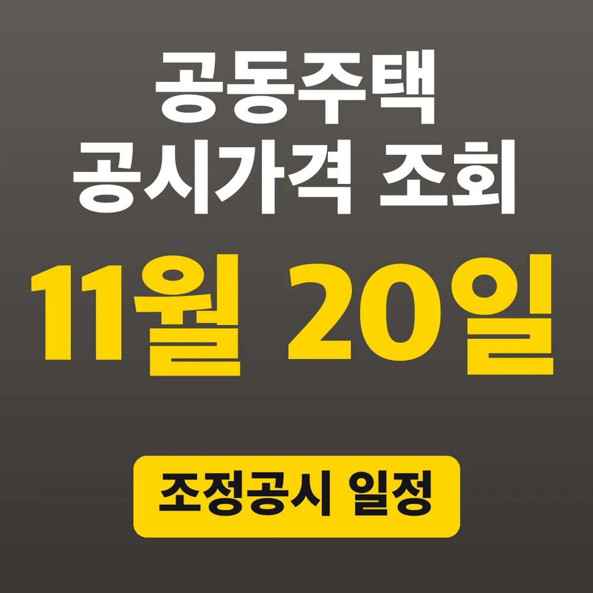 공동주택 공시가격 조회, 11월 20일 조정공시 일정