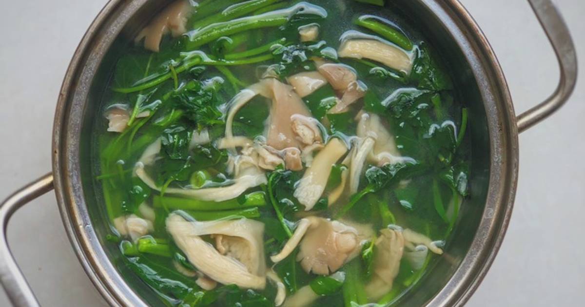 Canh rau muống nấm bào ngư chay