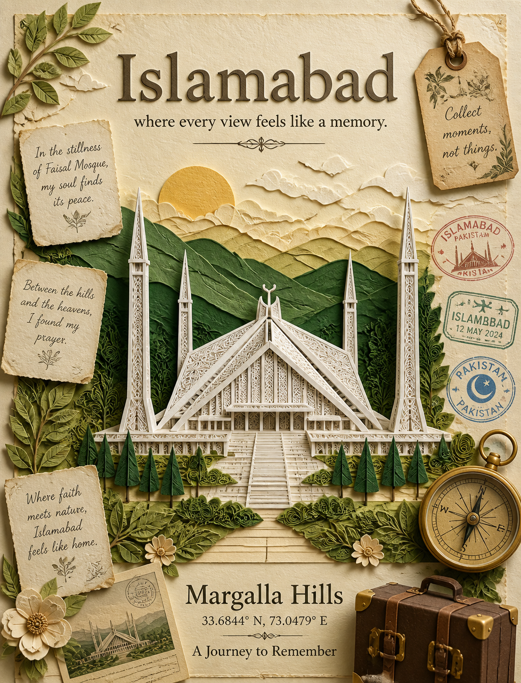 Cartel de viaje de Islamabad en elegante