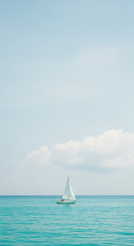 Minimalist Sailboat Ocean View