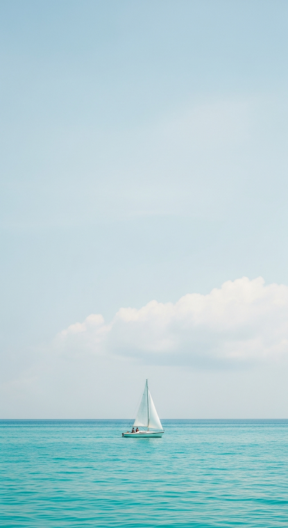 Minimalist Sailboat Ocean View