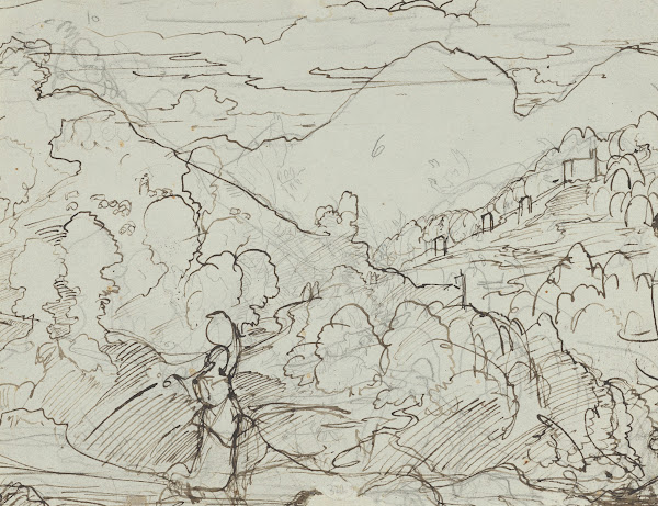 A Southern Landscape with a Woman Carrying a Jar on her Head ca 1820