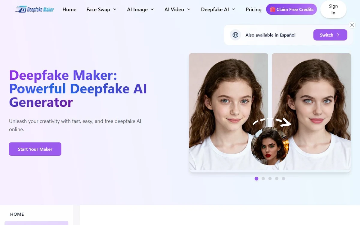 Captura de Deepfake Maker Nano Banana AI