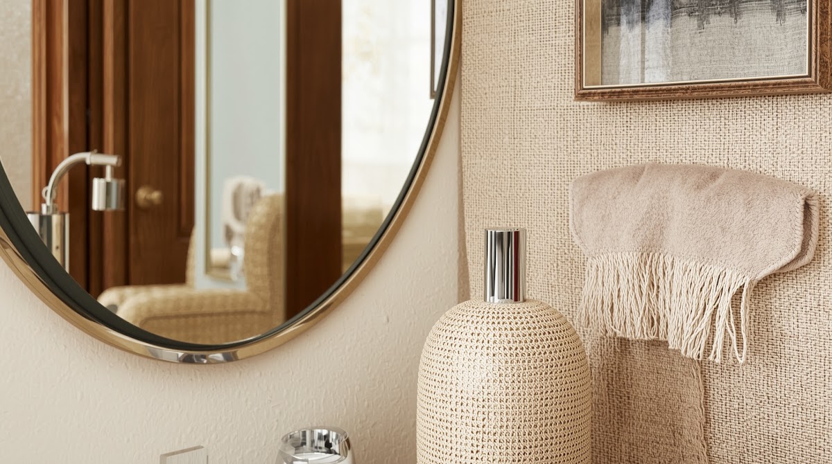 How to Use Chrome Mirrors to Make Small Rooms Feel Brighter - microfiber care for polished chrome beside wood furniture