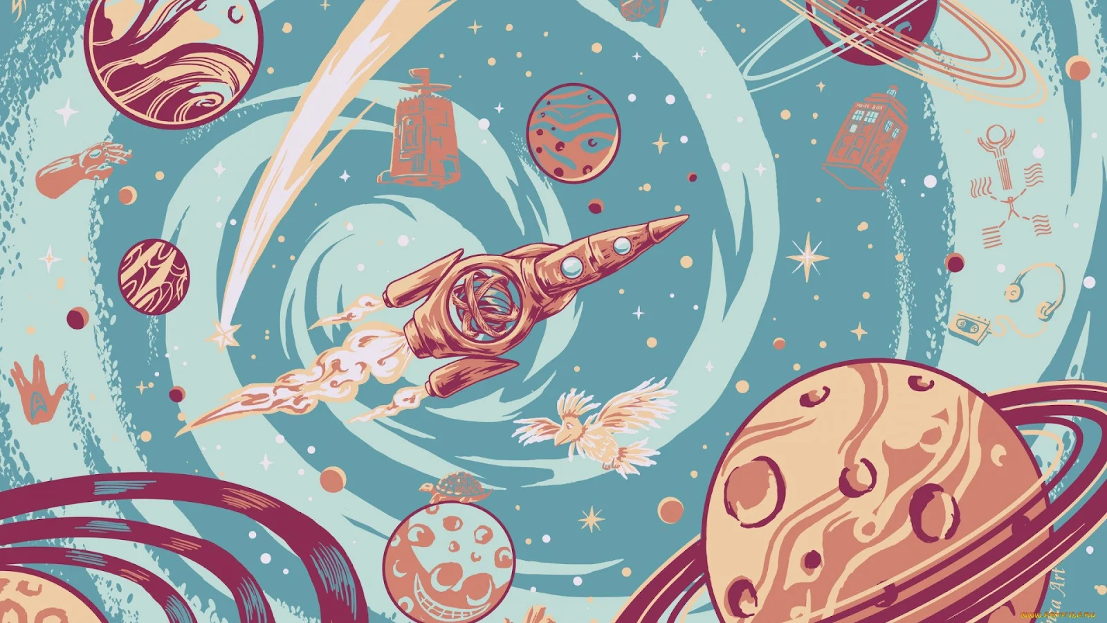 Artwork, Space, Space Art, Planet, Spaceship Full HD Desktop, iPhone Wallpaper Background