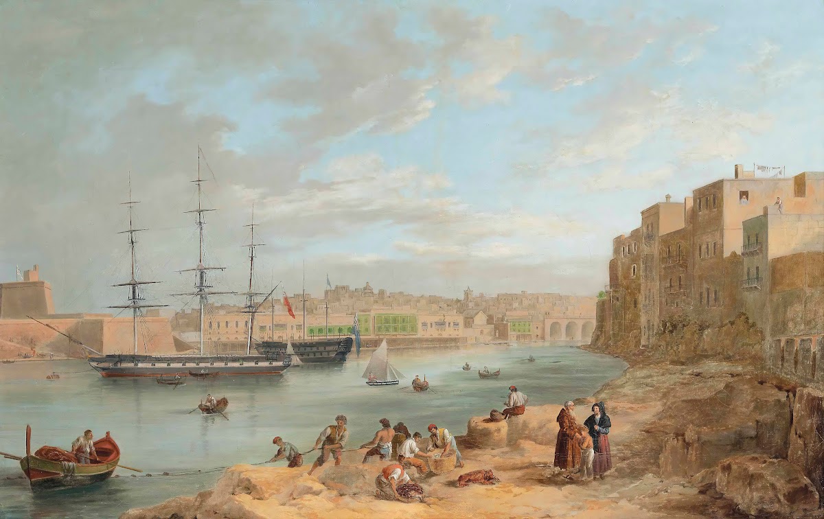HMS Champion Moored Off Fort St Angelo Valetta Malta