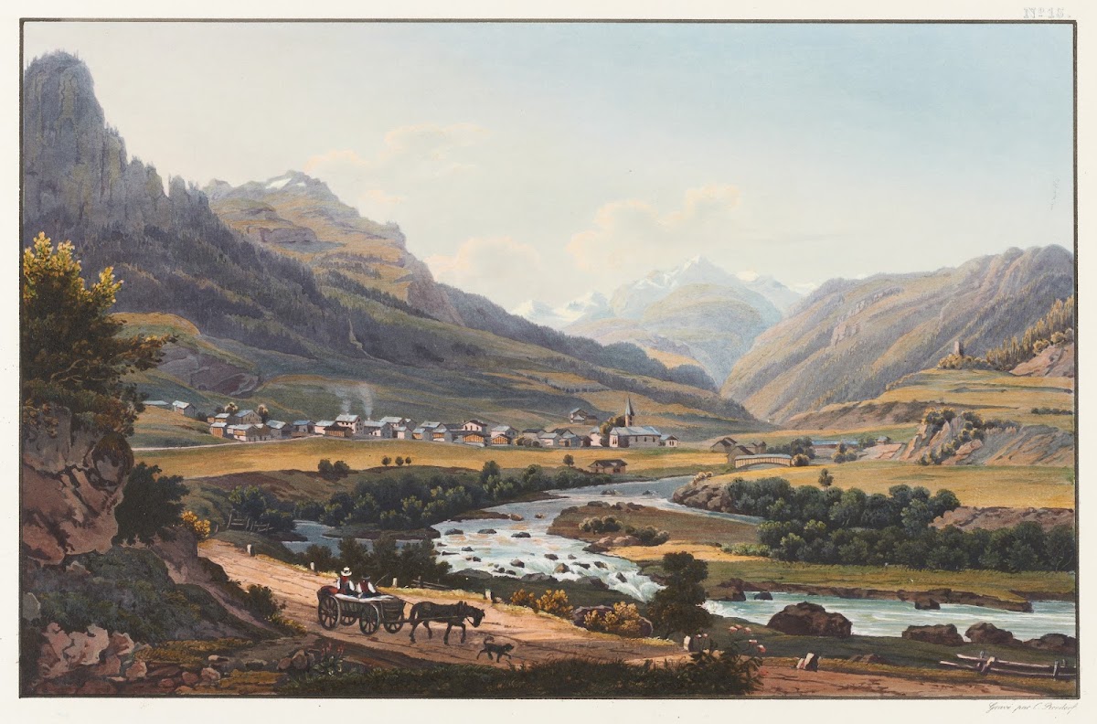 Vue du village de Zillis dans la vallée de Schams en venant de Via Mala Canton d