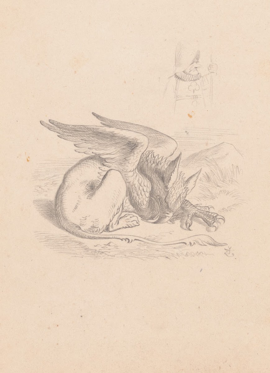 Drawing of the Gryphon asleep 1866