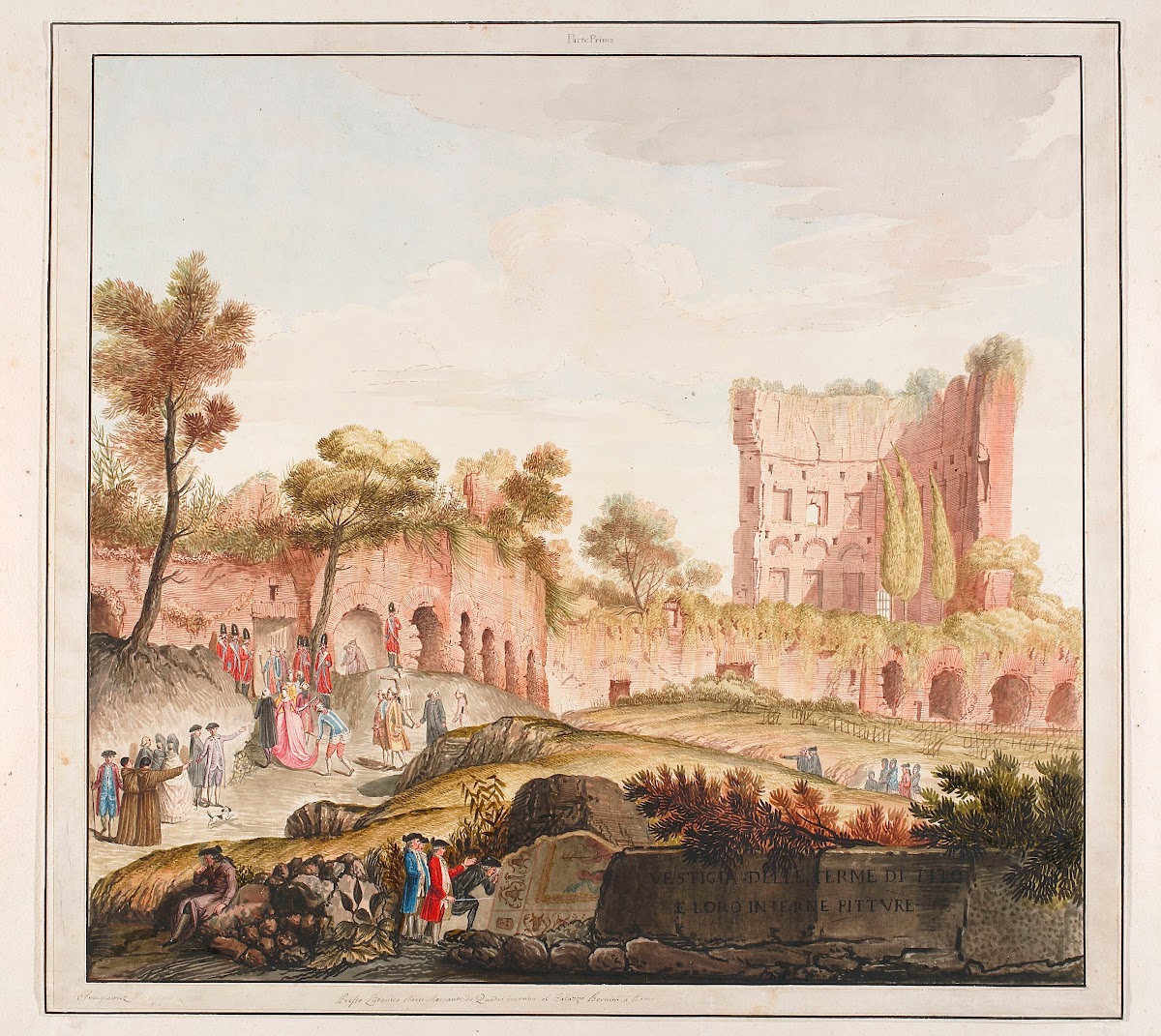 Vestigia delle Terme di Tito View of the ruins of the Baths of Titus 1776