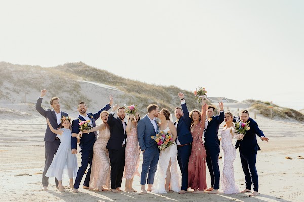 The wedding party on the dunes