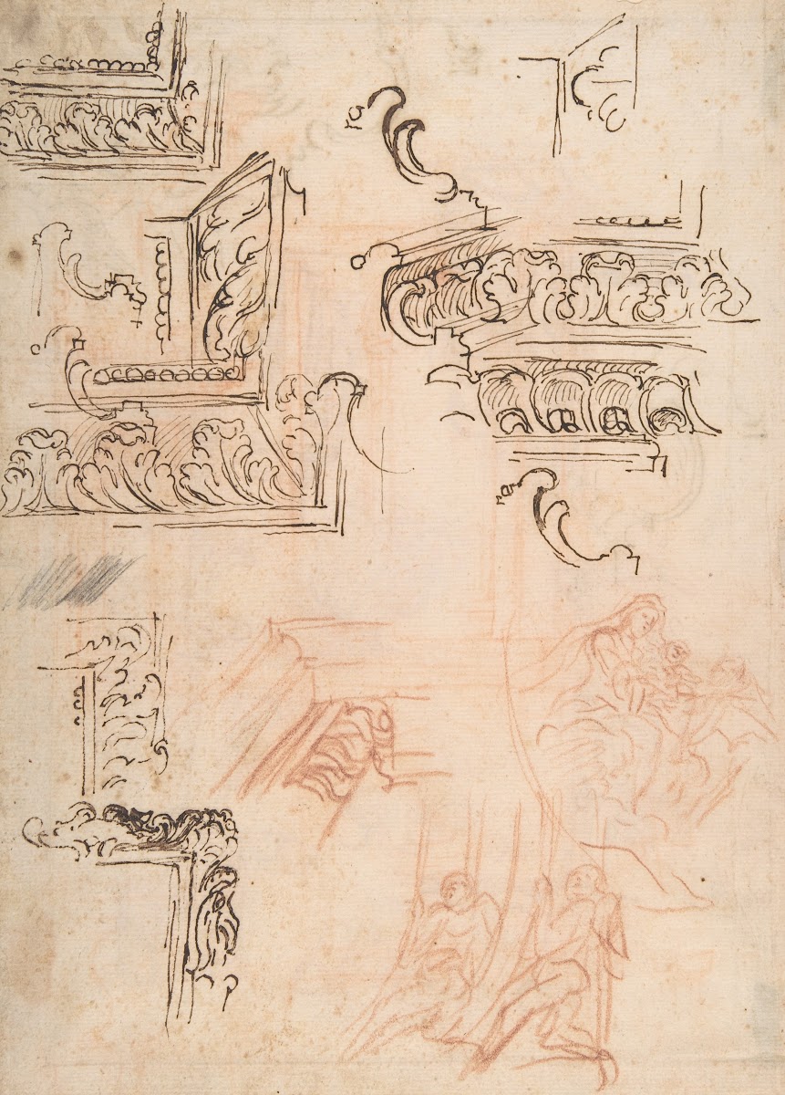 Studies of Architectural Moldings of the Virgin and Child with a Kneeling Saint