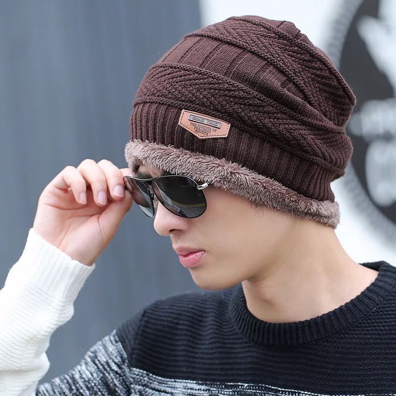 Winter Set: Lined knitted hat with ear protection and scarf