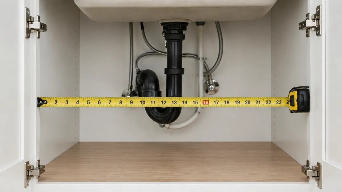 Side by side comparison of pull-out rack, stackable bins, and expandable shelf under sink organizers