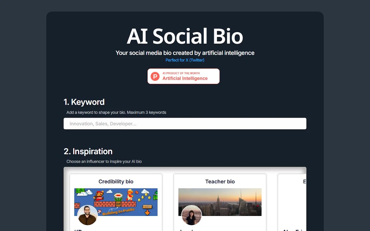 Captura de AI Social Bio