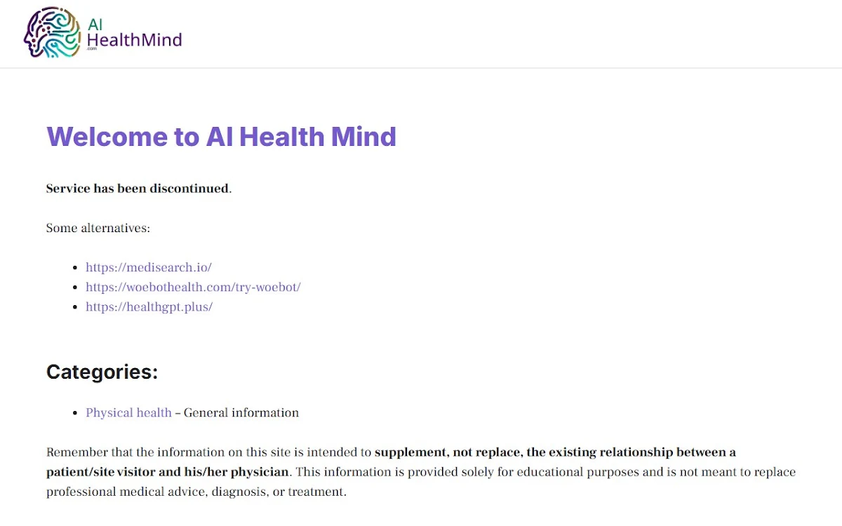 Captura de AI Health Mind