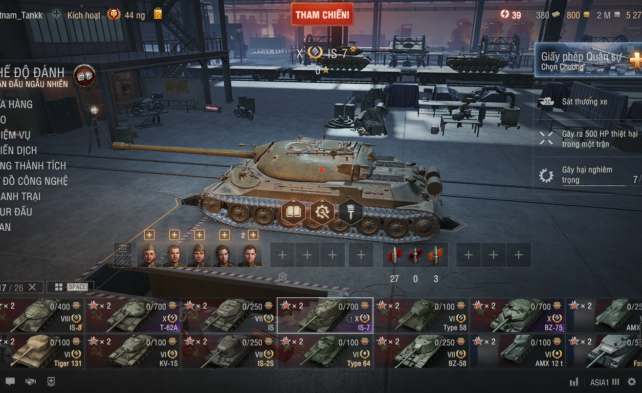 Acc World of Tanks PC sở hữu 6 tank X BZ-75, 113, IS-7, T-62...