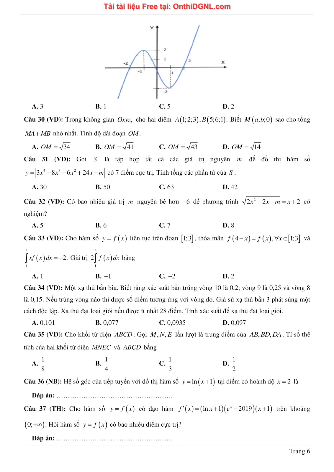 1300 bài tập môn Toán - Ôn thi ĐGNL ĐHQG Hà Nội Phần 5