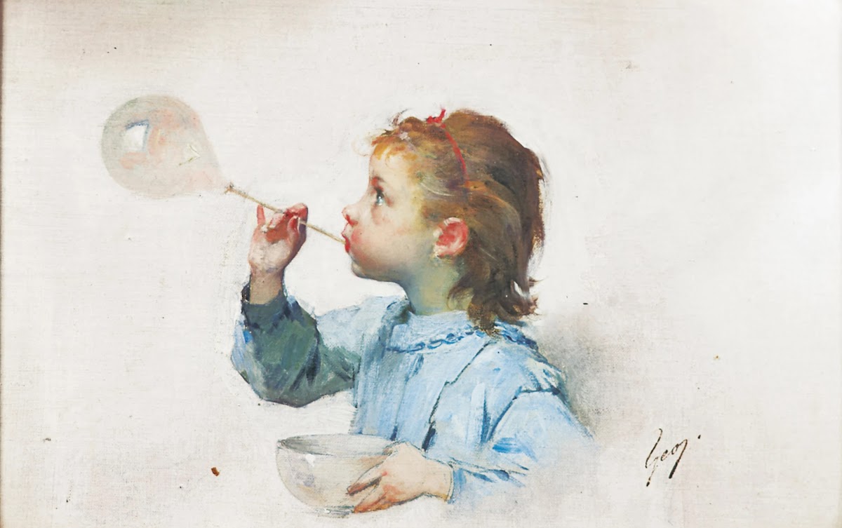 Fillette à la bulle de savon