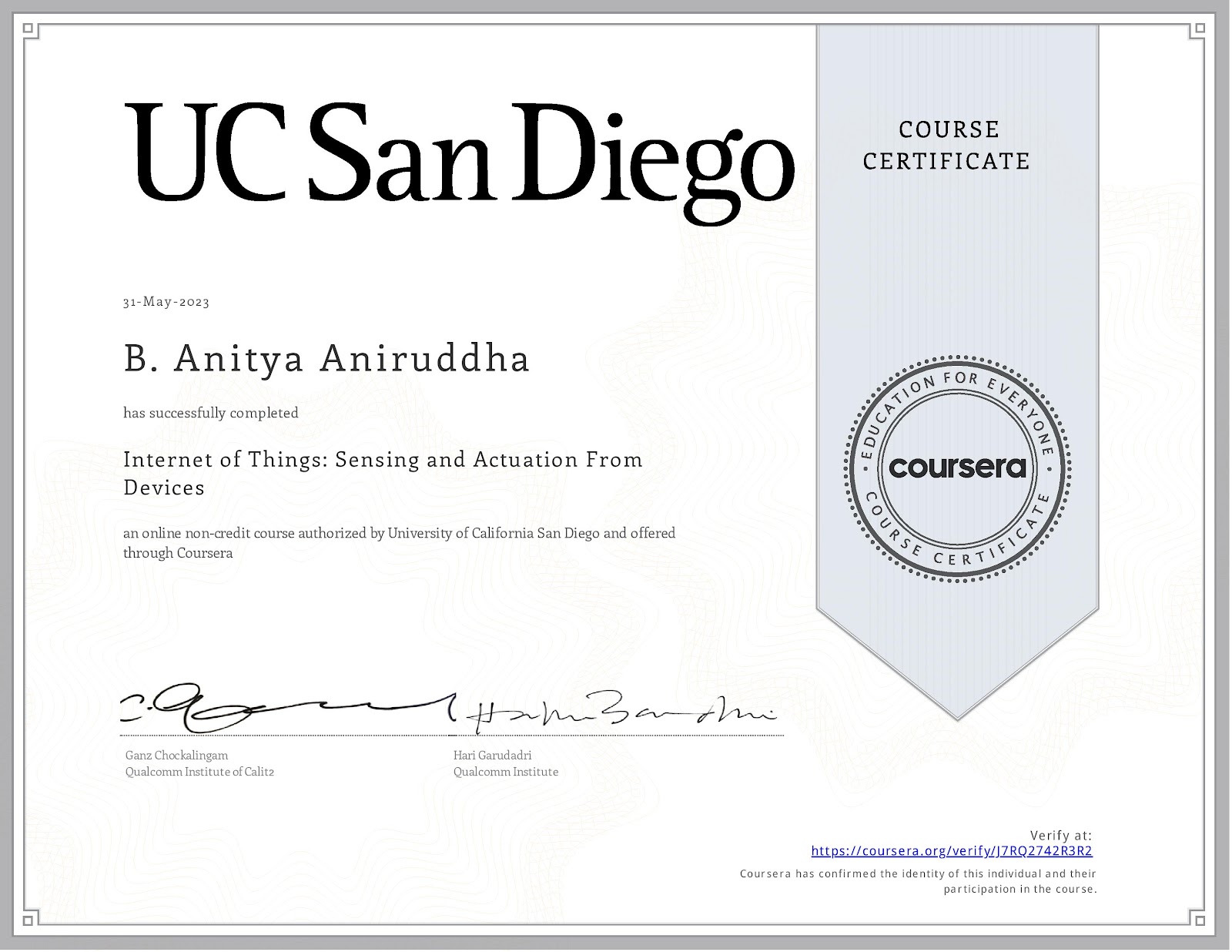 Internet of Things: Sensing and Actuation From Devices (University of California San Diego)