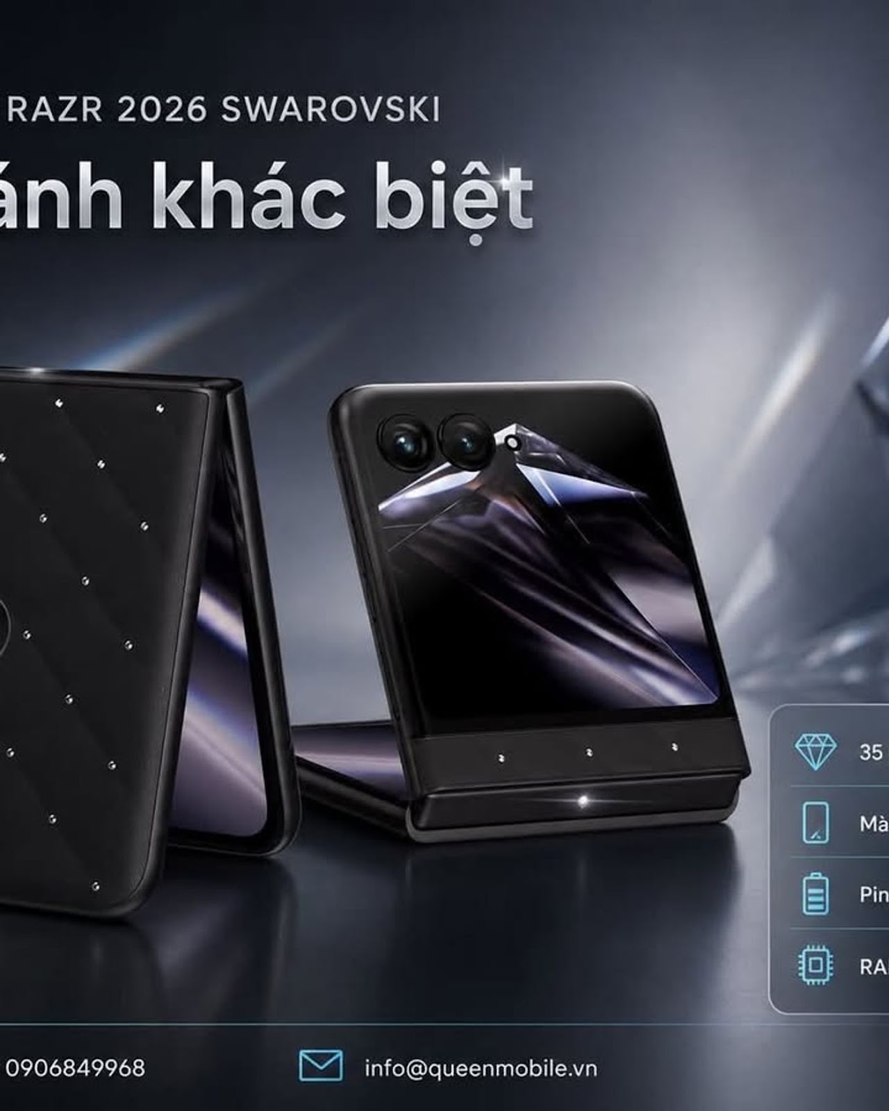 Motorola Razr 2026 Swarovski ra mắt với 35 viên pha lê, giá khoảng 23,7 triệu đồng #Motorola #MotorolaRazr2026 #Swarovski #BrilliantCollection #DienThoaiGap #SmartphoneGap #CongNgh