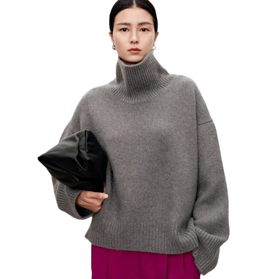 Women's turtleneck sweater, oversized, for autumn and winter