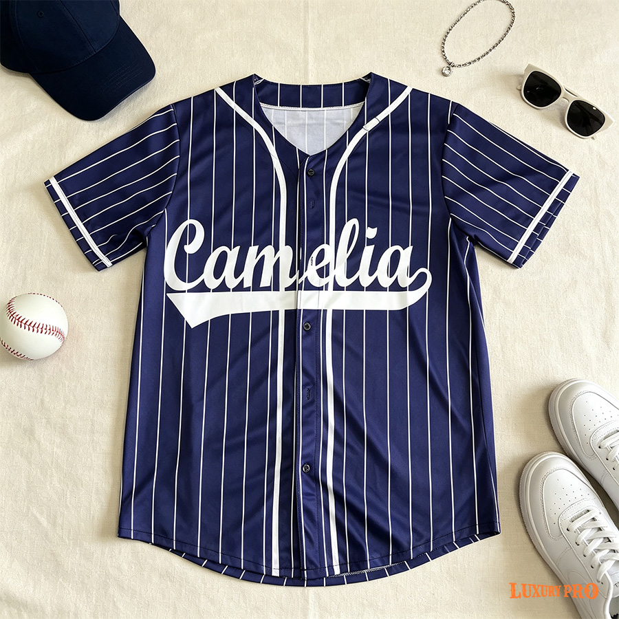 Men's Printed Press Strip Baseball Cardigan (Black Buttons)