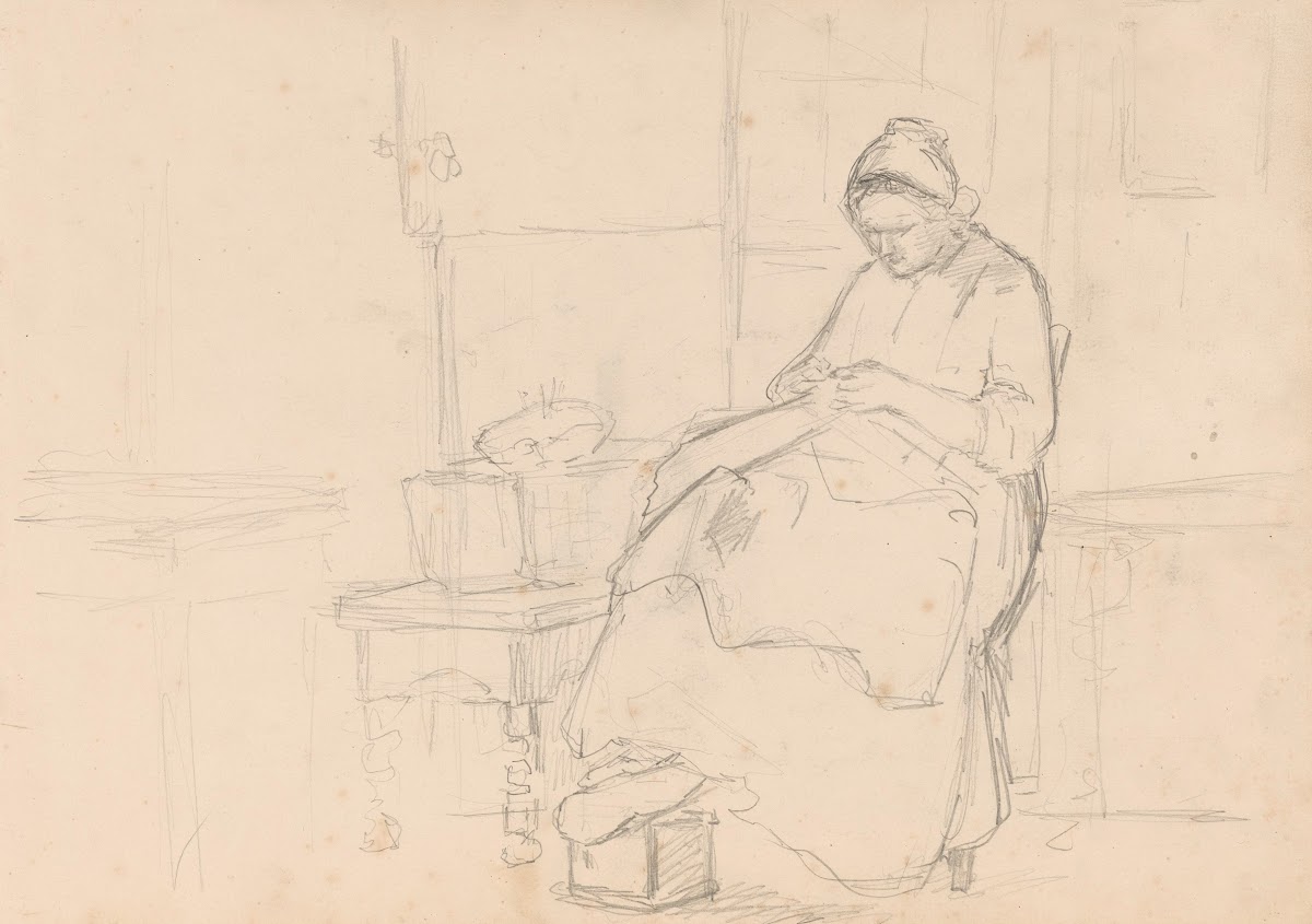 Zittende vrouw met naaiwerk 1836   1896