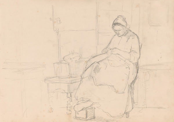 Zittende vrouw met naaiwerk 1836   1896
