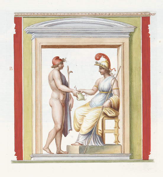 Nude youth approaching seated Athena depicted within a niche 1783