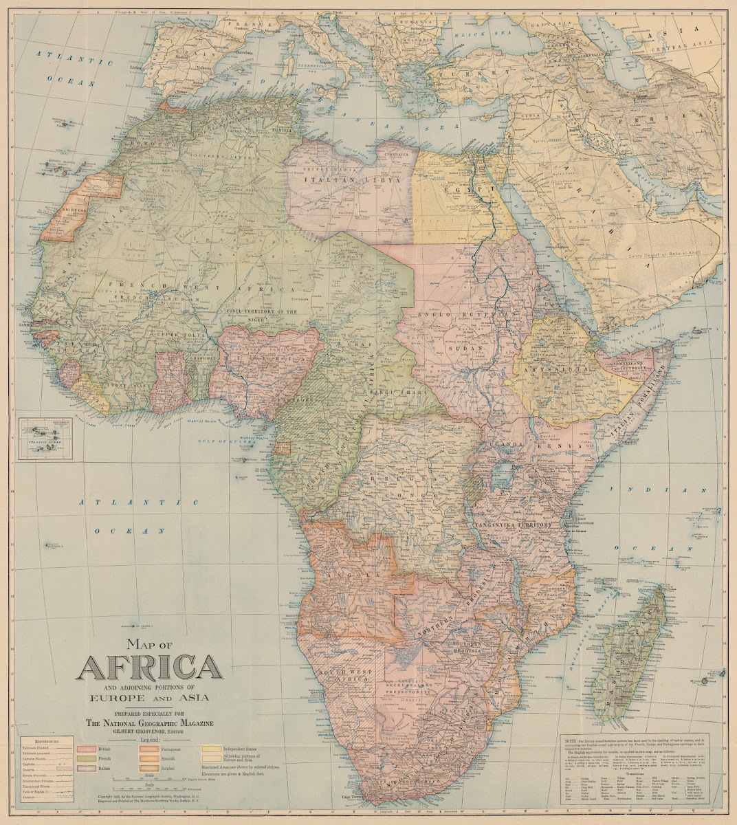 Map of Africa and adjoining portions of Europe and Asia