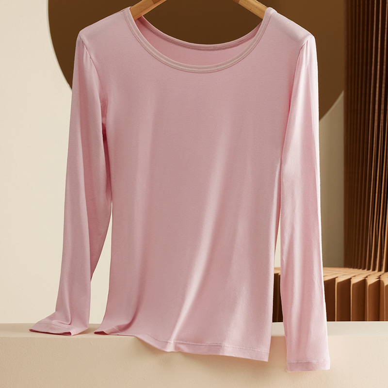Women's Modal Long Sleeve Shirt, Fitted, Round Neck