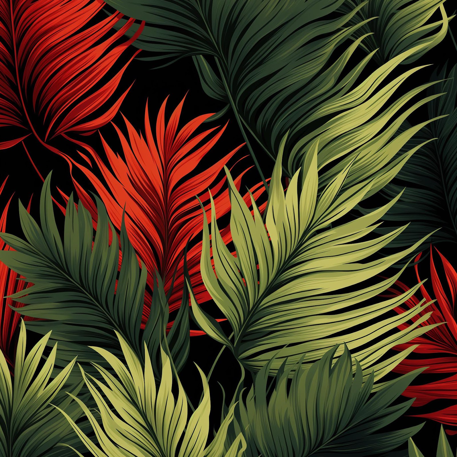 Download Tropical Red And Green Leaves 2K iPhone