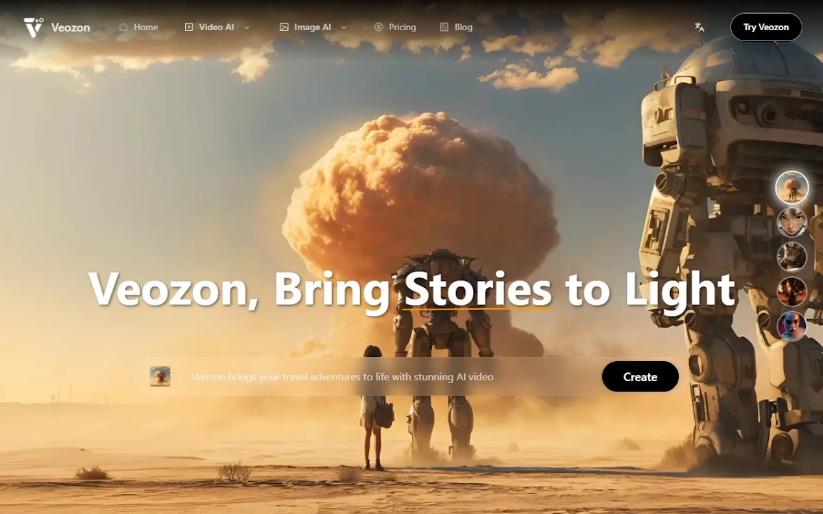 Captura de Veozon AI Video Generator