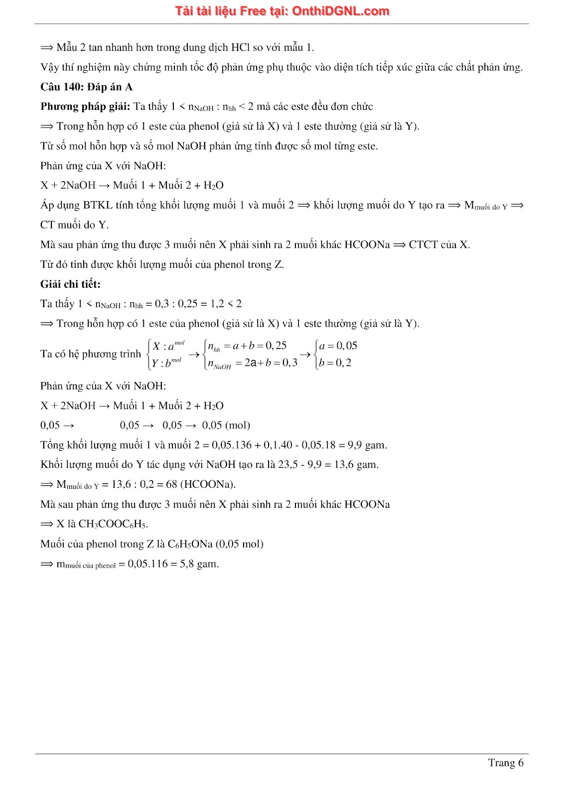 260 bài tập môn Hóa học - Ôn thi ĐGNL ĐHQG Hà Nội Phần 1