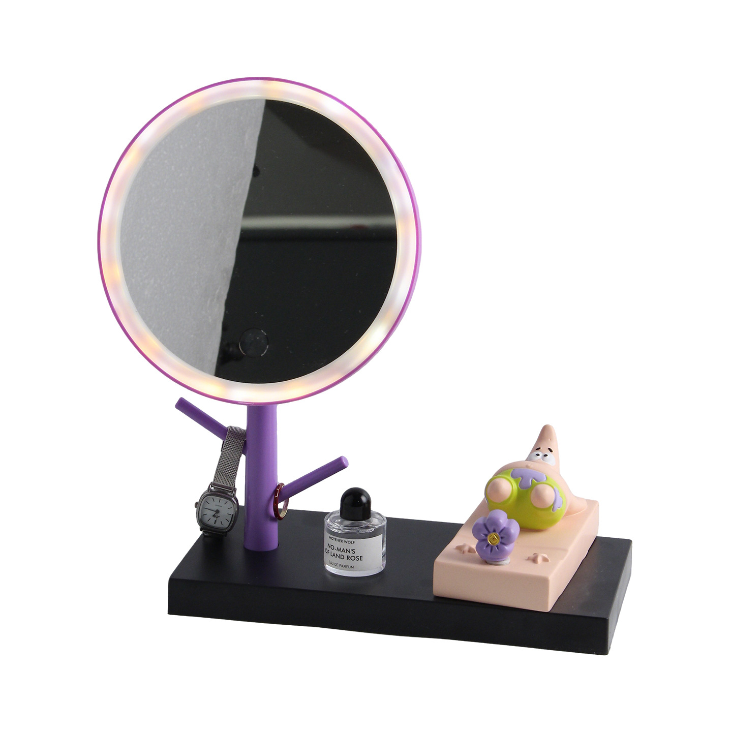 Phone stand with cosmetic mirror, ABS plastic