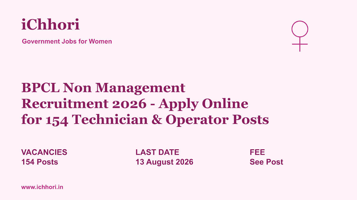 BPCL Non Management Recruitment 2026 - Apply Online for 154 Technician & Operator Posts - iChhori