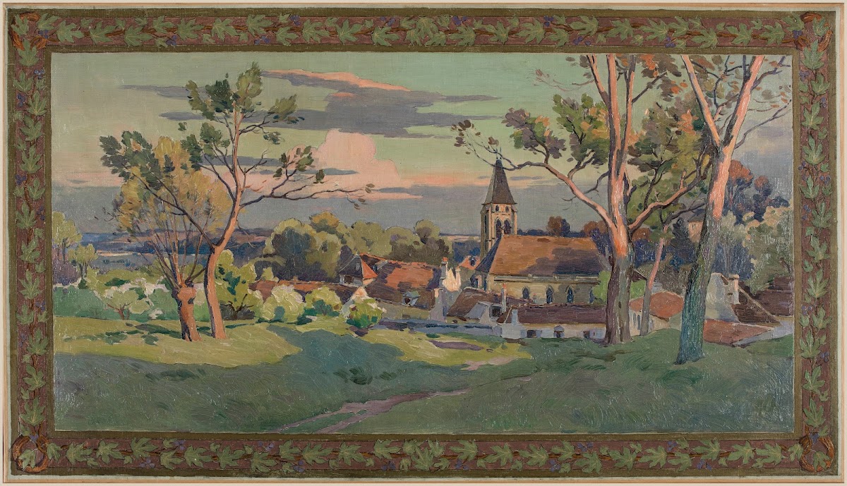 Village avec une église 1902