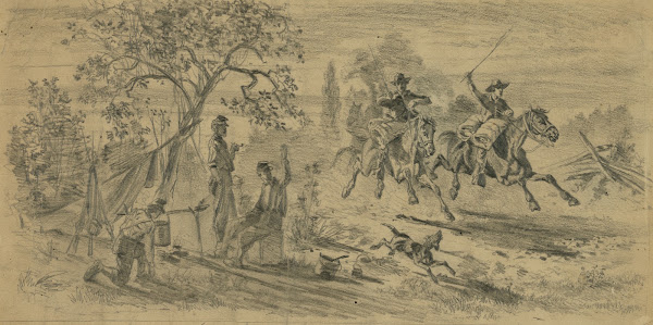 Newsboys passing the picket post on way to camp 1861 1876