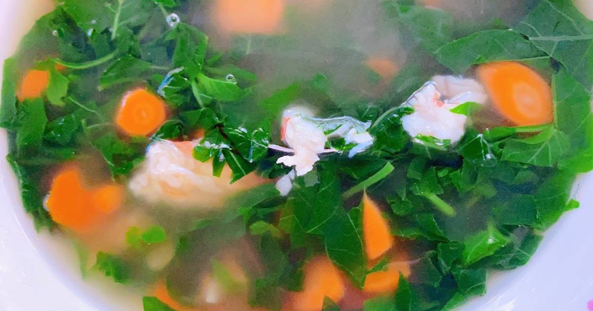 Canh tôm, bồ ngót Nhật, cà rốt