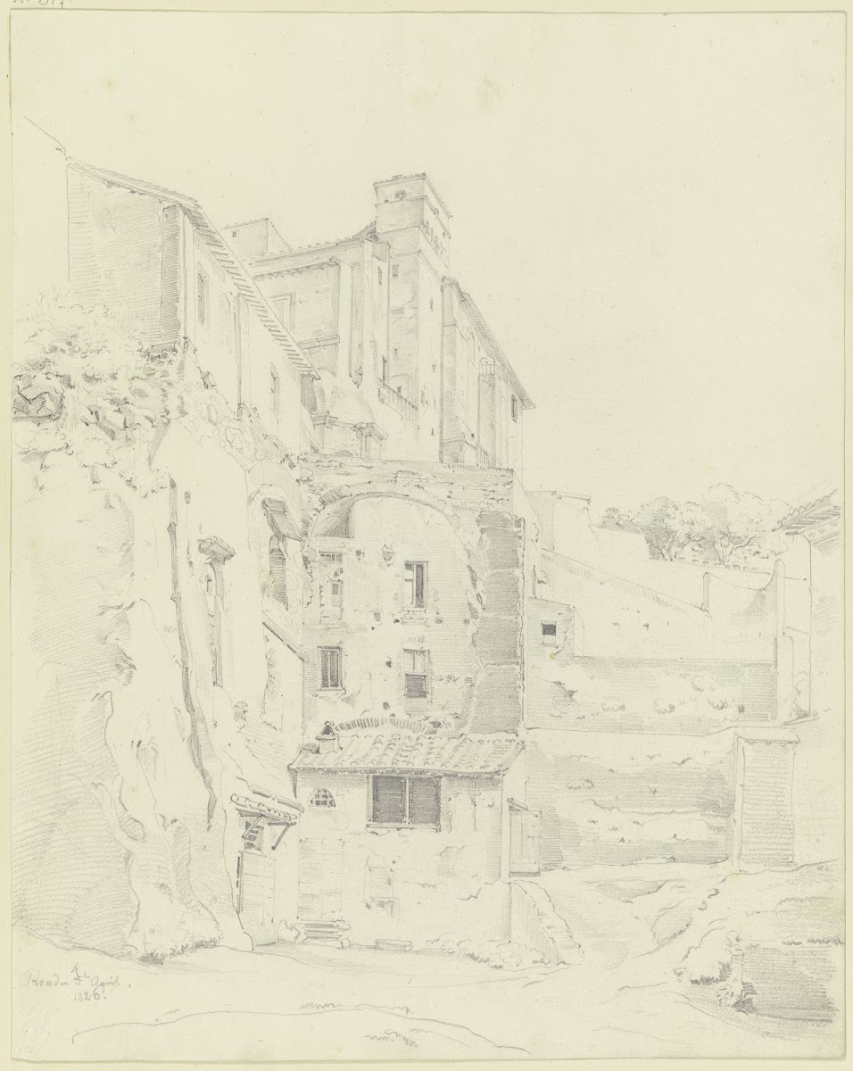 Rom Häusergruppe an der Aurelianischen Mauer 1826